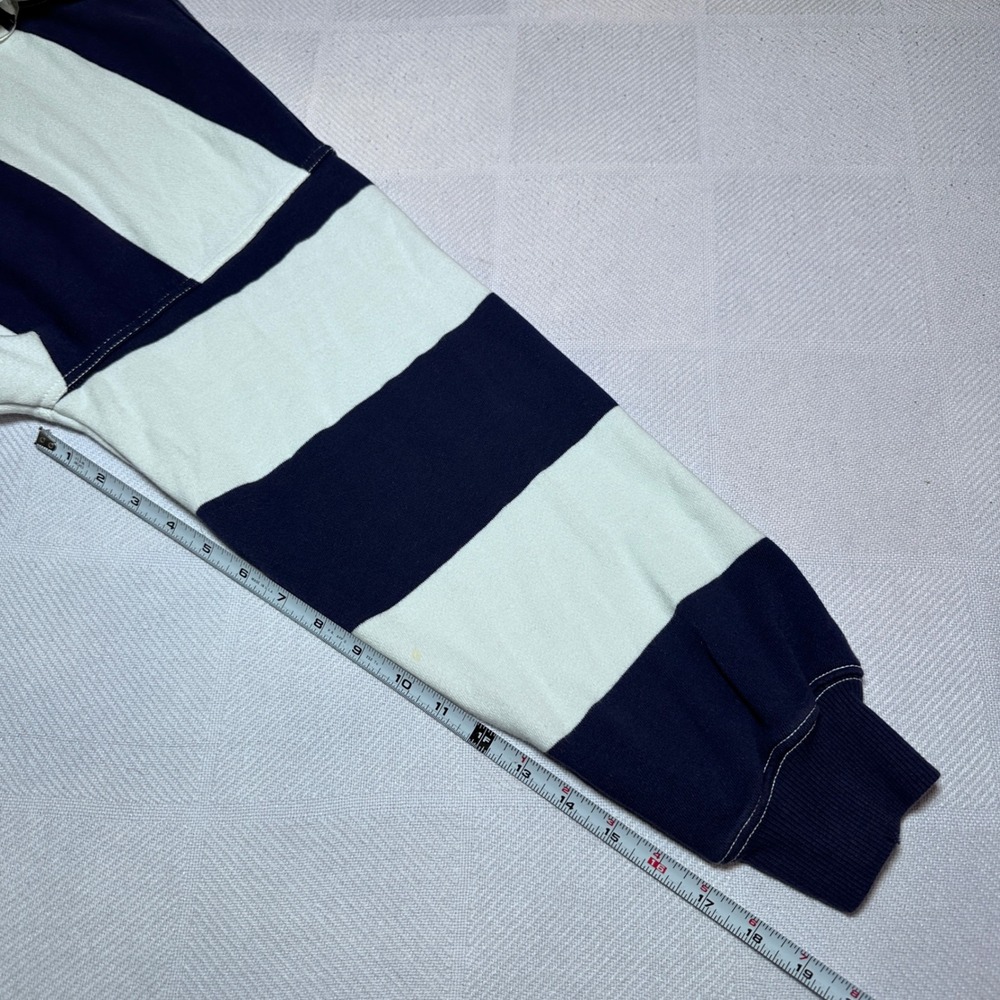 Aerie Rugby Polo Shirt Womens Small Oversized Striped Navy Blue White Retro - Picture 10 of 11